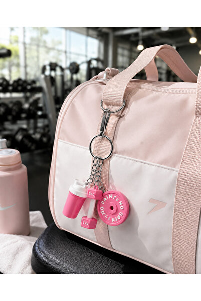 Heners Fitness Spor Çantası Charm Anahtarlık – Plastik Shaker, Dumbbell ve Pl...