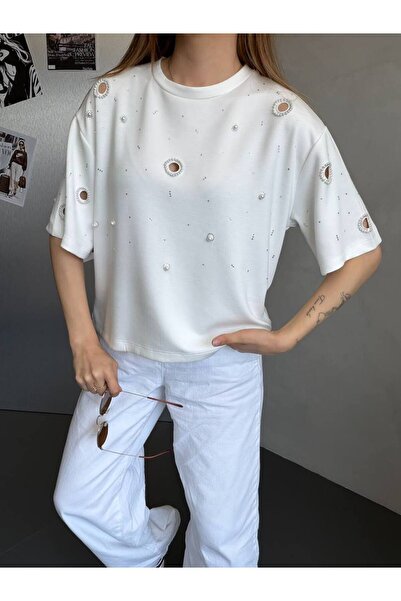 MINT NEW FASHION Taş Detaylı T-Shırt
