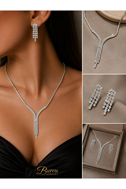 BURCU JEWELRY طقم قلادة وأقراط رويال سو يولي شيليه
