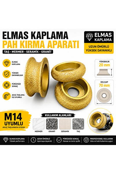 SENBANG 3’lü Elmas Kaplama Pah Kırma Aparatı Seti 70 mm M14 Uyumlu | Düz, Bom...