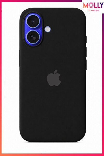 Molly iPhone 17 İçin Siyah Lansman Soft İçi Kadife Mat Silikon Kılıf