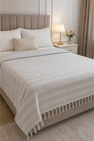 Gizo Home نمط الظل |   غطاء سرير مزدوج من نوع بيكيه مع أطراف مزخرفة، غطاء سري...