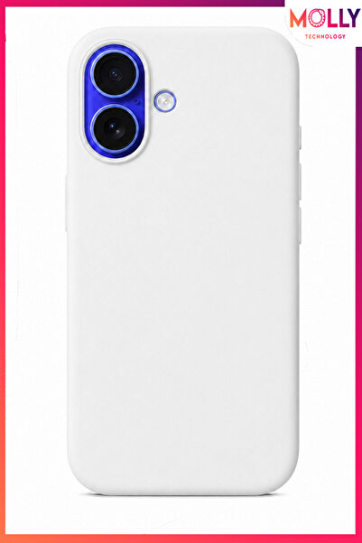 Molly iPhone 17 İçin Beyaz Liquid İçi Kadife Mat Silikon Kılıf