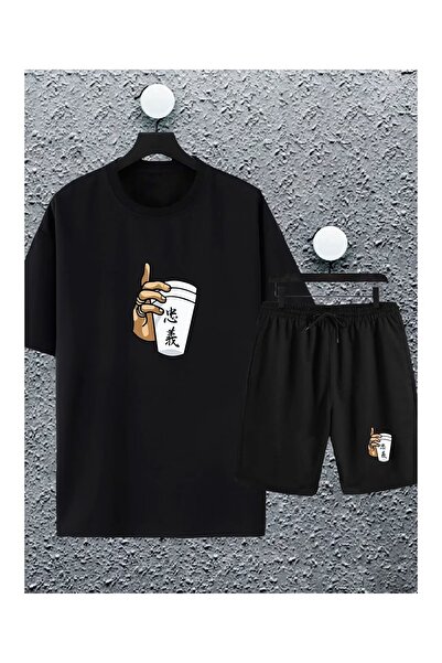 LOTS MODA Basic T-Shirt Shorts - Black Bottom Top Set Shorts T-Shirt Combinat...