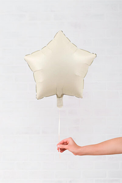 Krem Yıldız Folyo Balon 18 inç - 45 Cm