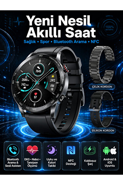 Lisinya Suya Dayanıklı Dokunmatik Akıllı Saat Bluetooth 5.0, Sesli Asistan ve...