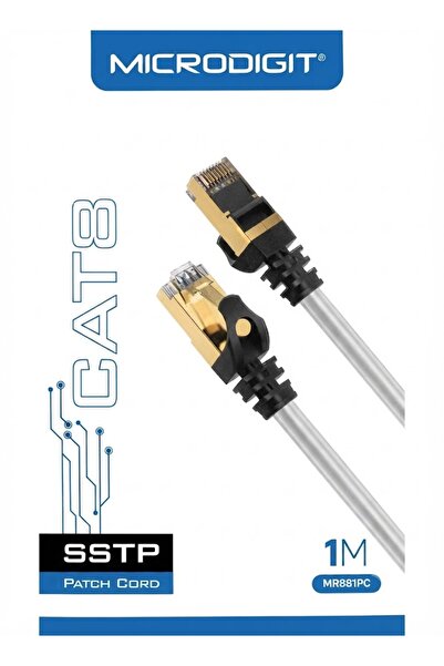 Microdigit Cat8 Sstp Ethernet Patch Cable - 1 Meter (10 Gigabit, Gold Plated ...