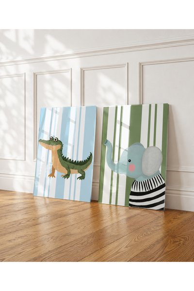 arslart Timsah ve Fil CAM Görünümlü Pleksi Tablo Seti Çocuk Bebek Odası Duvar...