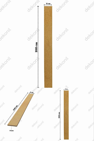 Dekonil İskandinav Dekoratif MDF Duvar Çıtası Boyanabilir Ham MDF 6x100 - 4 Adet