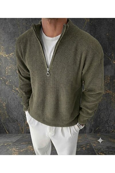 zs zaos fashion Men's Winter Thick 100% Cotton Stand-Up Collar Sweater Basic ...