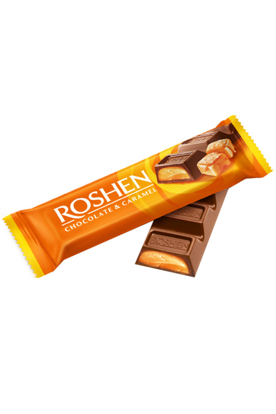 Roshen ΜΠΑΡΑ ΣΟΚΟΛΑΤΑΣ 30gr. - (ΓΑΛΑΚΤΟΣ ΜΕ ΚΑΡΑΜΕΛΑ)
