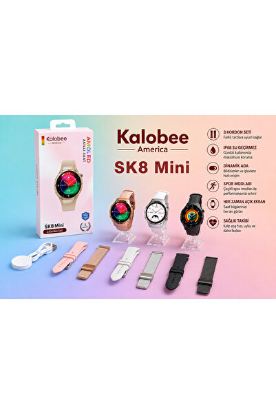 KALOBEE Watch Sk8 MİNİ Kordon Hediyeli 42mm Akıllı Saat Iphone Ve Android Tüm Telefonlara Uyumlu