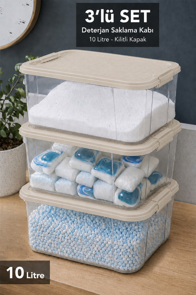 Meleni Home 3-Piece Bathroom Organizer - Dustproof Tablet Detergent Container...