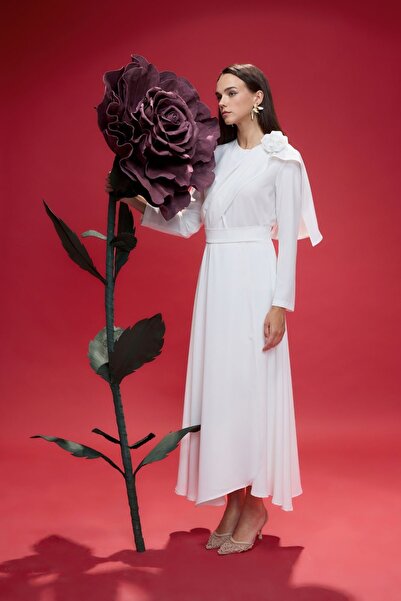 Birgül Bektaş Ecru Alba Shawl Detailed Blouse