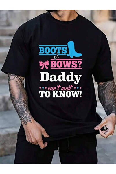 799 100% Cotton Boots Or Bows Shirt For Daddy Gender Reveal Party Men's Black...