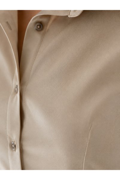 ALFATEKS ANTAKYA Women's Slim Fit Shirt Long Sleeve Slim Fit Buttoned Office Shirt