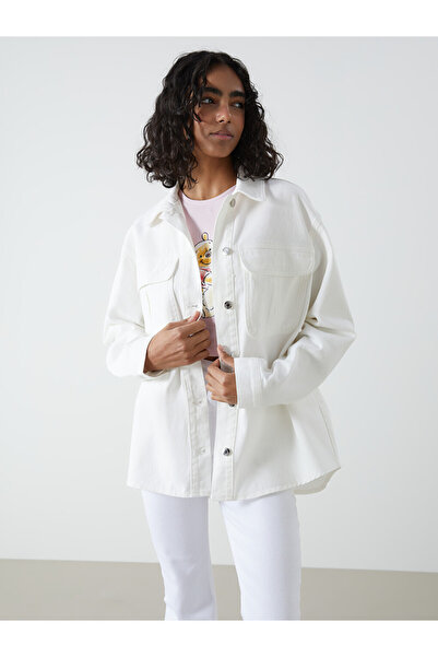 LC Waikiki Ecru Loose Fit Women's Shirt Jacket