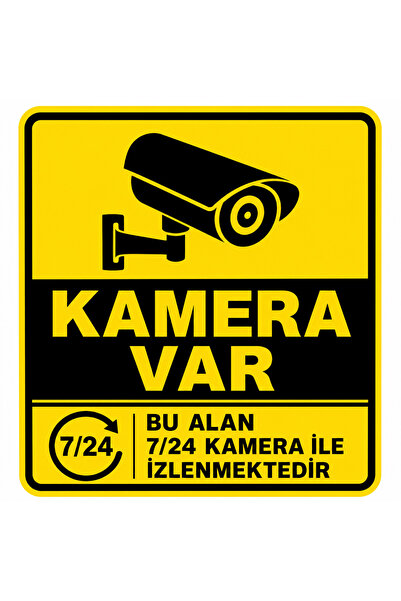 Eseran Print Kamera Var Yazılı Sticker-Güvenlik Kamera Uyarı Levhası