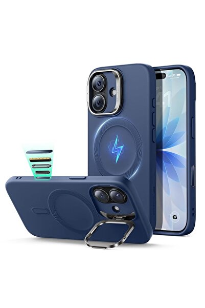 ESR Калъф, съвместим с iPhone 17, MagSafe/магнитен, силиконов, бял - тъмносин