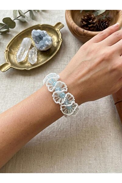 Beykan handmade سوار من حجر الكوارتز الحراري مزين بالدانتيل والخرز بتصميم GEL...