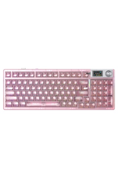 Aula F98 Pro V3 OLED Ekranlı Crystal Switch Makrolu Kablosuz RGB Hot-Swap Gas...