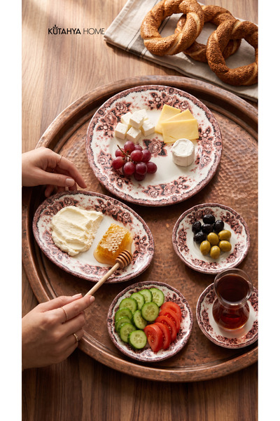 qtahya homes queen of kütahya Burgundy Romance 20 Parça Porselen ikram - Kahv...