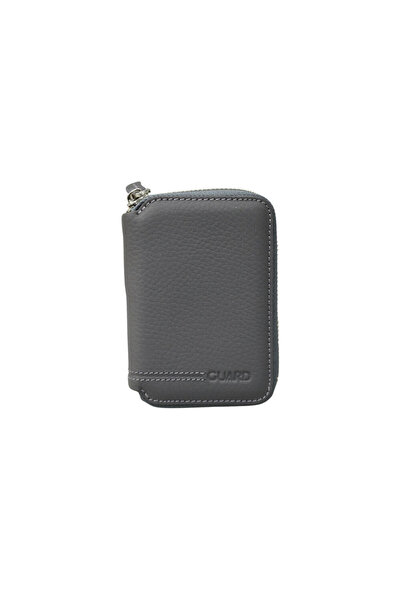 Çıkrık Anthracite Guti Matte Leather Mini Wallet with Guard Zipper