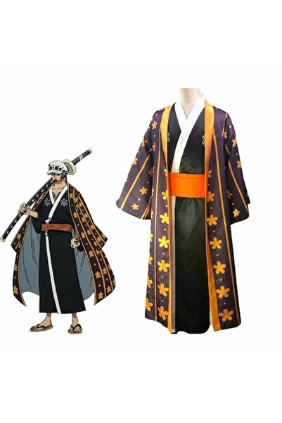 Funny Party Shop Στολή Cosplay Τραφάλγκαρ Λο – One Piece Wano, Μαύρο Κιμονό μ...