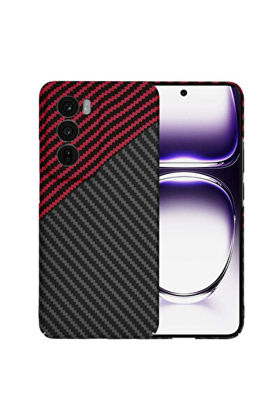 Techsuit Husă pentru OPPO Reno12, Carcasă din fibră de carbon, roșu închis - ...