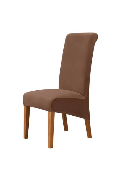 McDecor Σετ (2 τεμάχια) Ελαστικά Καλύμματα Καρέκλας με Πλάτη, Μαλακό Καφέ -