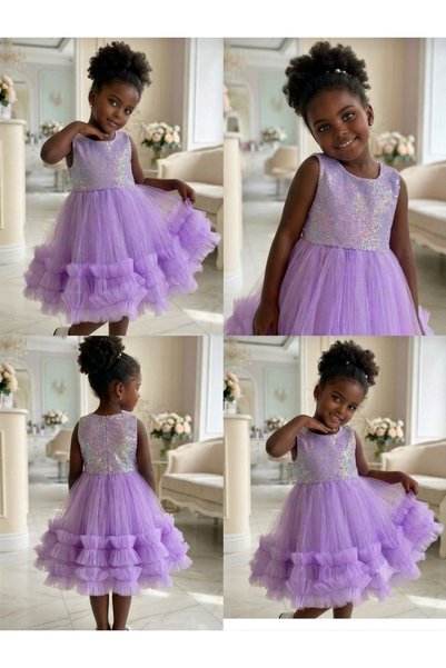 babysmile Lilac Hologram Sequined Girl's Costume Birthday Dress