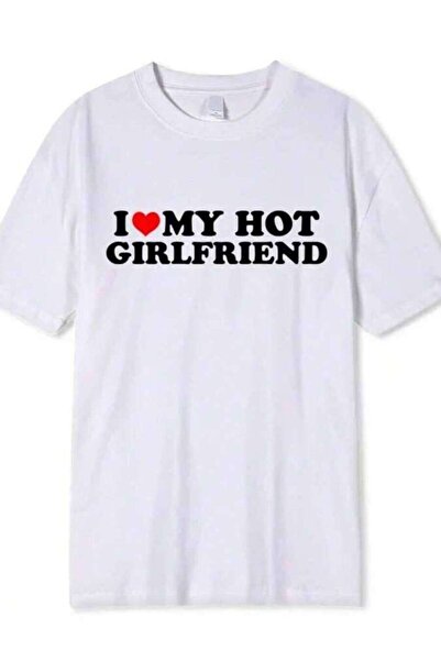 KYMC07 تي شيرت قطني عالي الجودة بطباعة I Love My Hot Girlfriend Boyfriend، تي...
