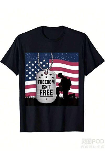 9JY تي شيرت Freedom Isn't Free مريح بطباعة جرافيكية مناسب لجميع الفصول للأنشط...