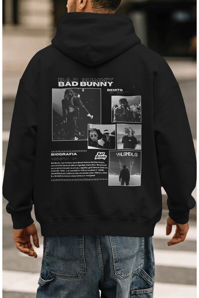 SEVBANO Bad Bunny Rapper Singer Back Printed Unisex Oversize Premium Hoodie
