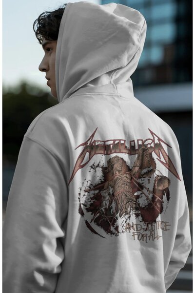 SEVBANO Hanorac premium oversize unisex cu imprimeu pe spate Metallica Rock M...