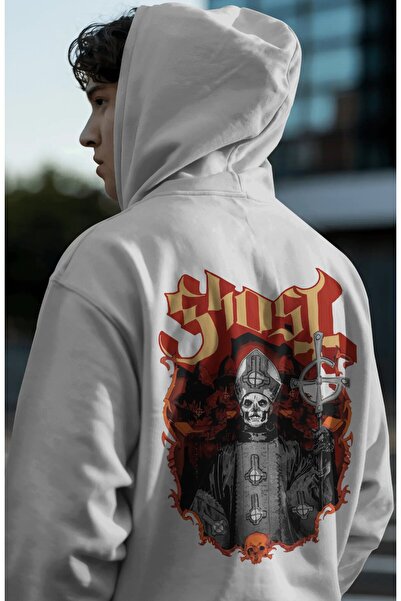 SEVBANO Hanorac premium oversize unisex cu imprimeu pe spate Ghost Rock Metal...