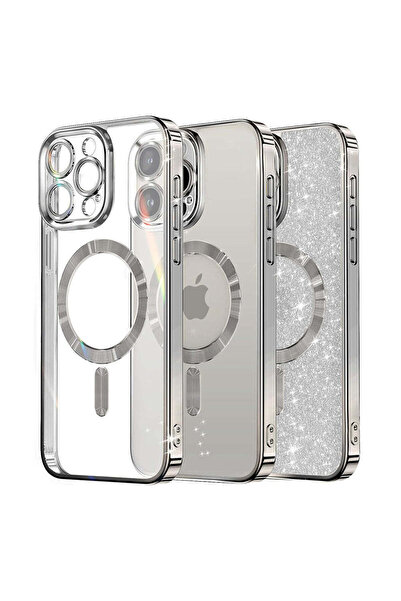 Techsuit Husă pentru iPhone 16 Pro, Lux Glitter MagSafe, argintiu - argintiu