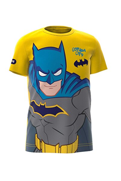Batman Tricou galben 4-9 ani cu print cauciucat 100% bumbac fin
