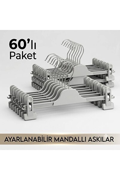 Semak Plastik 60 ADET MANDALLI PANTOLON ASKISI