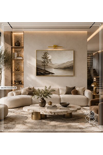 Tablomtr Monteluna - Dijital Baskılı Gold Metal Çerçeveli Gerçek Camlı Tekli ...