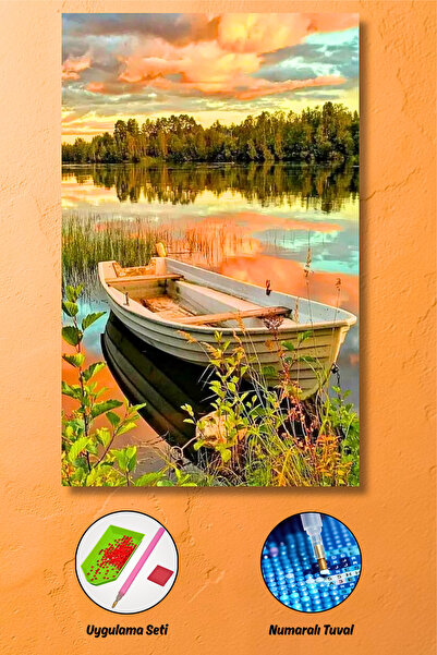 HONDEP 5D Diamond Painting 70x50cm Gün Batımında Göl Kenarı Sayılarla Elmas B...