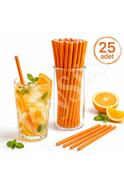 BeySüS Party Paper Straws 25Pcs Orange