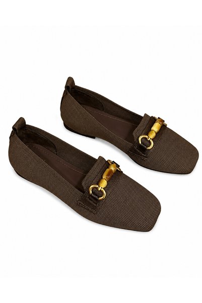Moda Arena Bead Detailed Knitted Fabric Ballerina Shoes