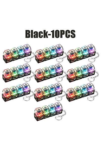 Choice1 سلسلة مفاتيح LED سوداء - 10 قطع متعددة، ألعاب فيدجيت على شكل أغطية مف...