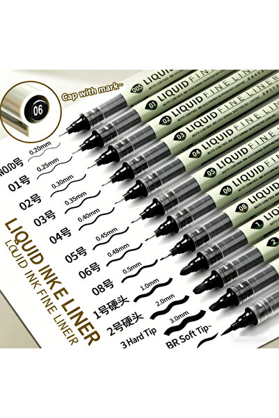 choice2 Full set of 12 pcs 12 Tibs Black Pen Fine Line Sketching Marker Diffe...