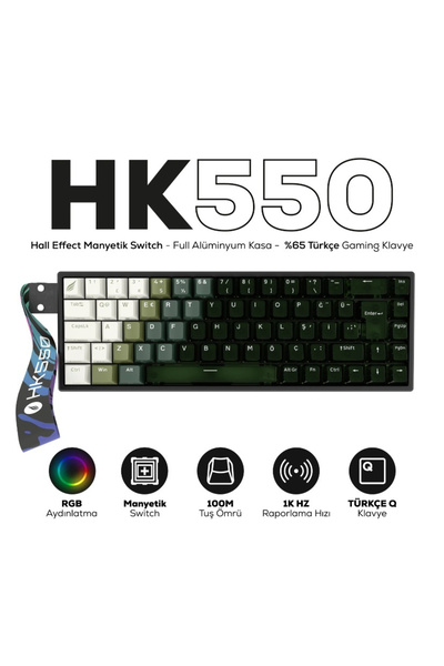 HAWK Gaming HK550 Hall Effect Manyetik Switch Rapid Trigger RGB 1k Hz 1 Ms Ka...