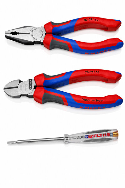 Knipex 3 Parça Usta Set 160 mm Pense 160 mm Yan Keski Izeltaş 135 mm Kontrol ...