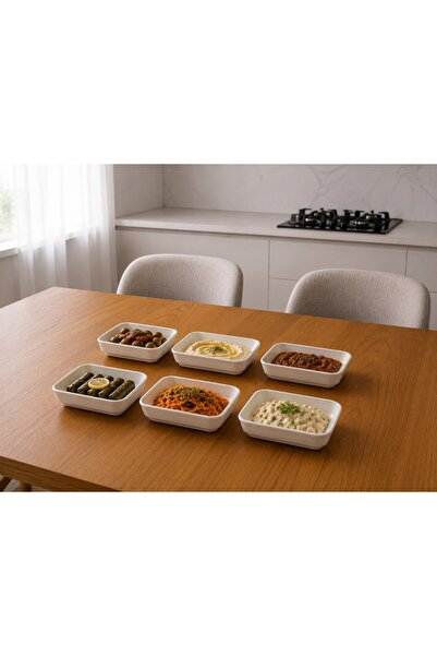 Deco Home Miacasa Porselen 6 lı Çerezlik Meze Zeytin Peynir Tabağı 14 x 9 cm