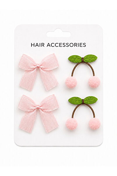 Laria Set of 4 Girls' and Baby Hair Clips with Red Cherries and Bows