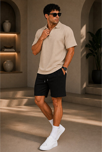 FECCY Premium Σετ Unisex με μπλουζάκι και σορτς από ύφασμα Ottoman με γιακά P...